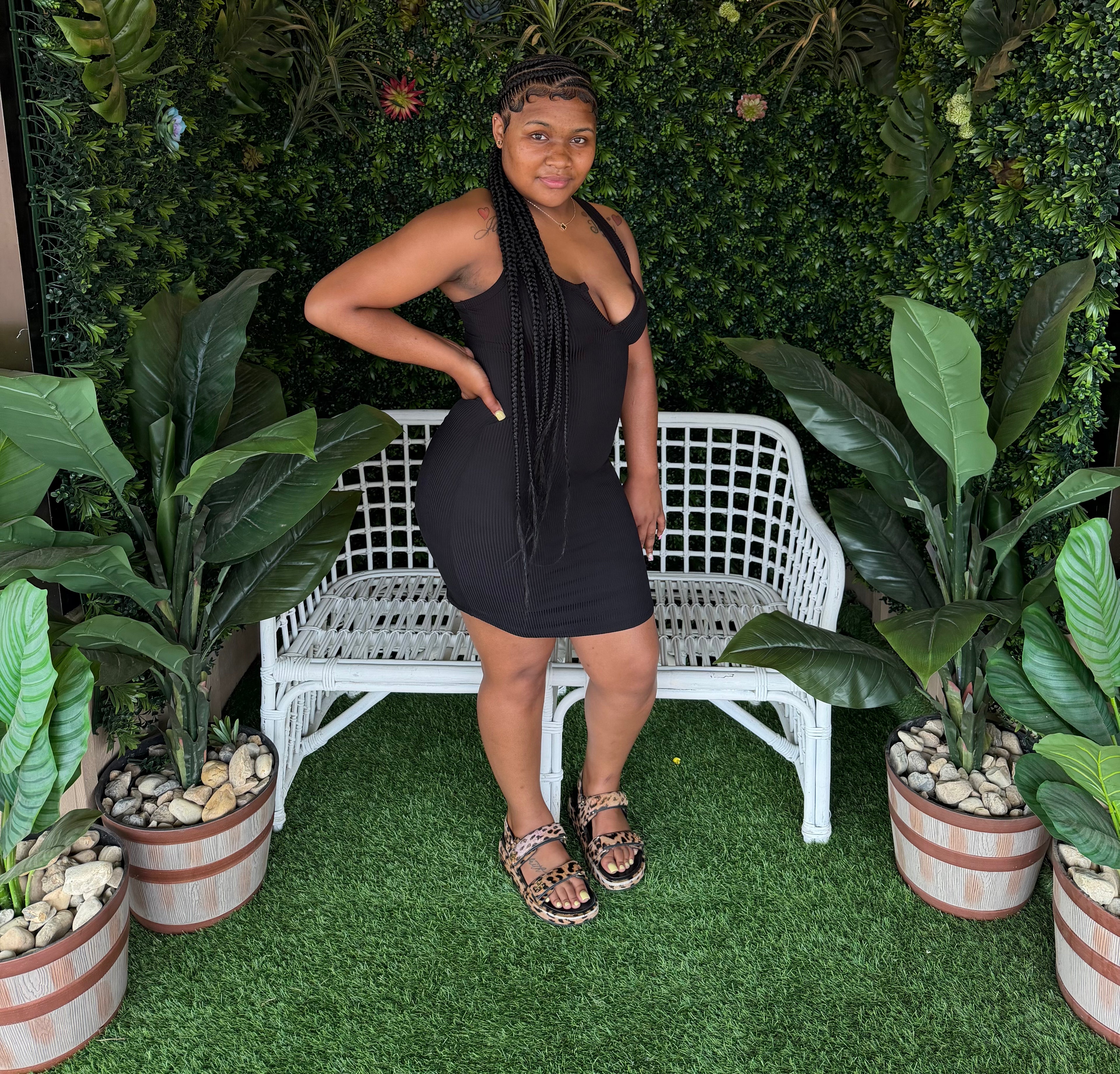 Split Neck Midi Dress
