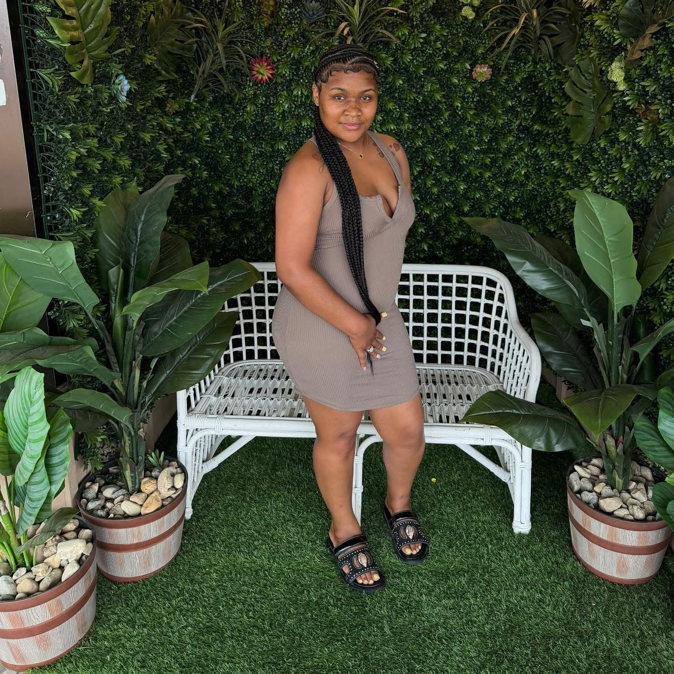 Split Neck Midi Dress